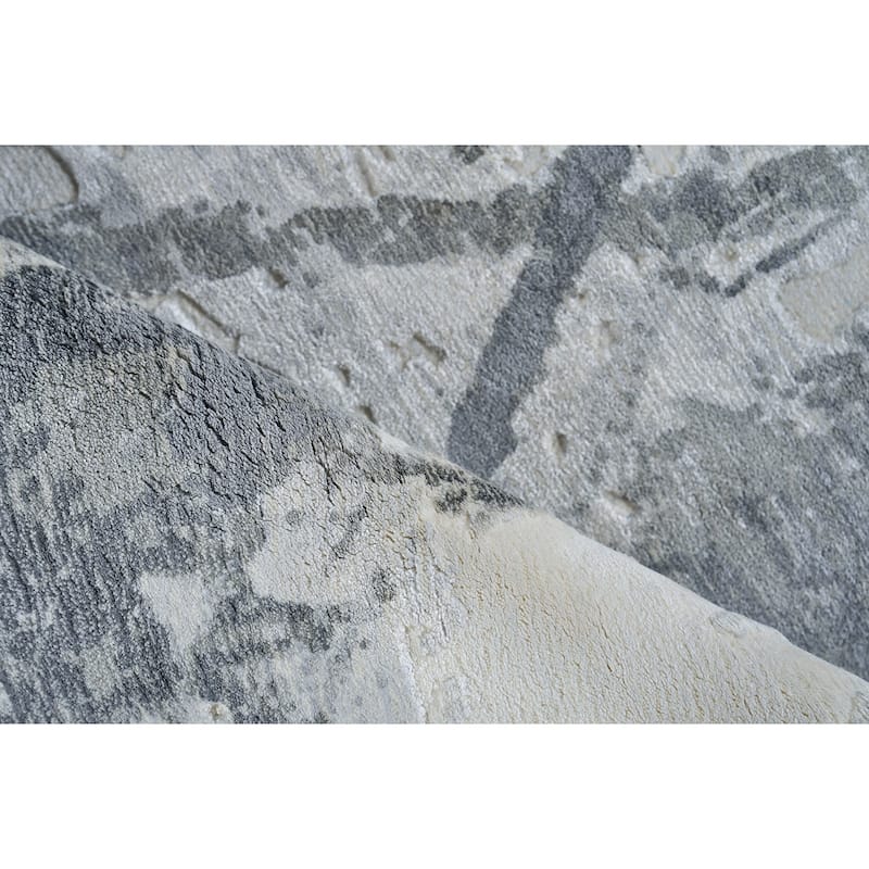 EXQUISITE RUGS Gianni Hand-loomed Wool/Bamboo Silk Dark Grey/Silver Area Rug.