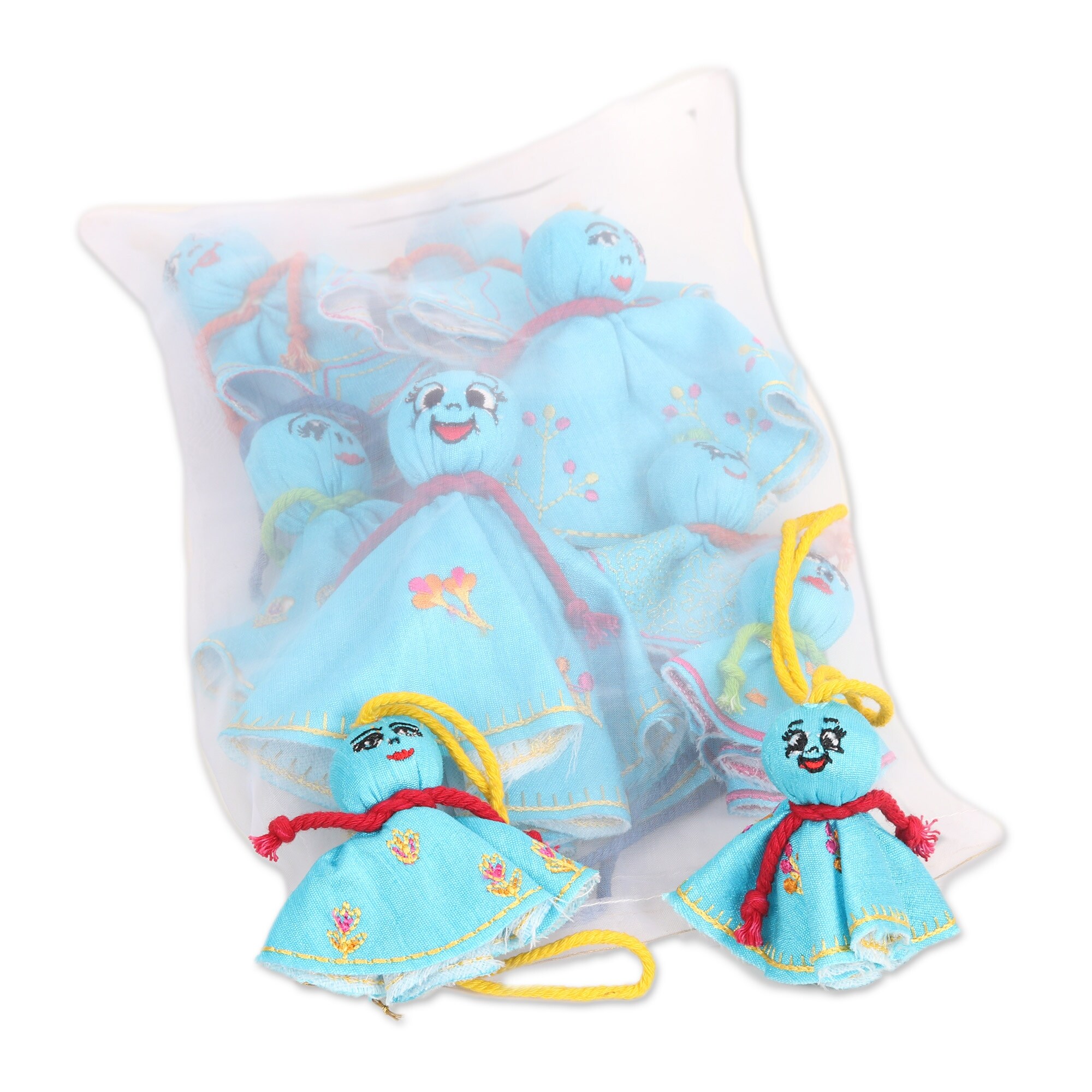 Novica Handmade Turquoise Chekutty Dolls Embroidered Viscose