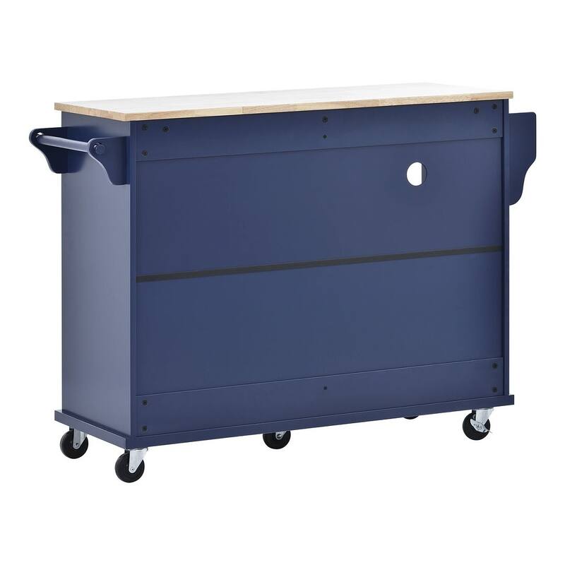 50.80 "W Versatile Solid Wood Countertop Kitchen Island with Storage and Two Locking Wheels