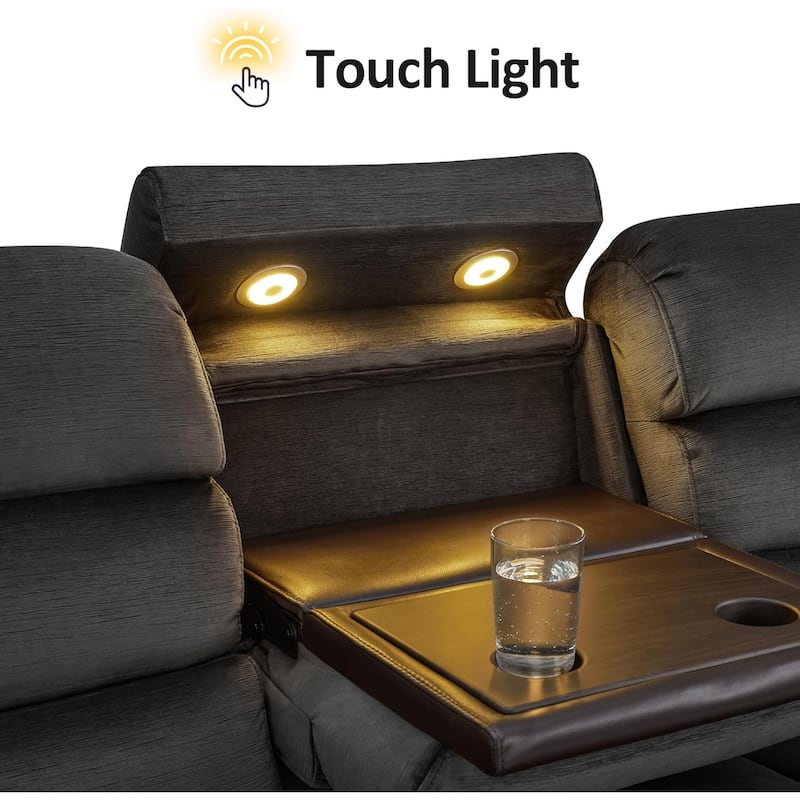 MCombo 61.6'' Wall Hugger Power Loveseat Recliner Sofa with Adjustable Headrest and USB A & C Charge Ports