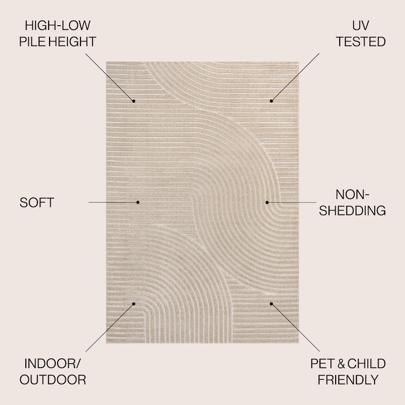JONATHAN Y Odense Minimalist Curve Geometric Gray/Ivory Area Rug