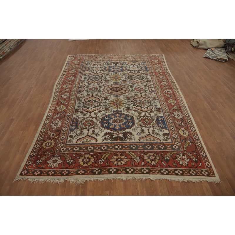 Hand Knotted Oriental 100% Wool Carpet Traditional Floral Beige & Ivories Mahal Area Rug - 12' 3'' X 8' 6''