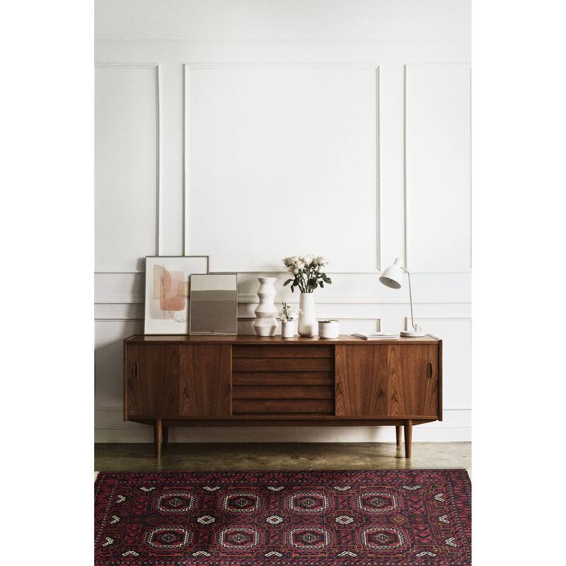 ECARPETGALLERY Hand-knotted Teimani Red Wool Rug - 3'7 x 6'4