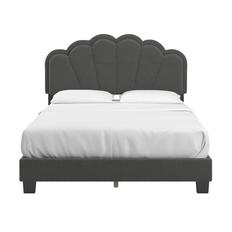 Wacissa LED Headboard Boucle Queen Platform Bed by iNSPIRE Q Modern