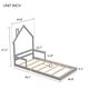 preview thumbnail 51 of 52, Pine Wood House-Shaped Headboard Floor Bed with Handrails
