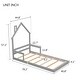 preview thumbnail 14 of 24, Twin Size Pine Wood House-Shaped Headboard Floor Bed with Handrails and Slats