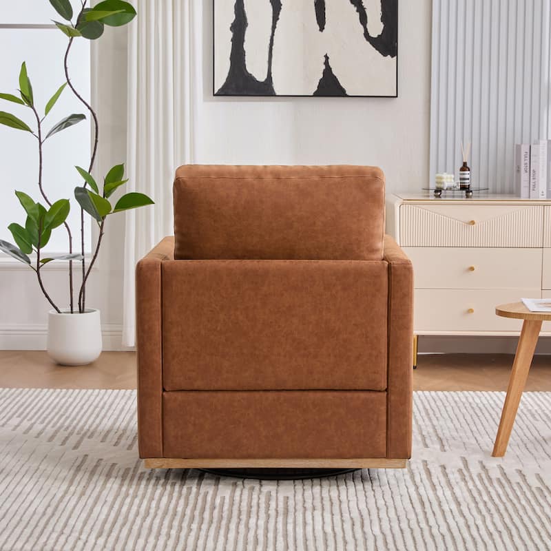 30.7"W Upholstered Square Swivel Accent Chair and Comfy Accent Single Sofa Chair, 360 Degree Club Chair