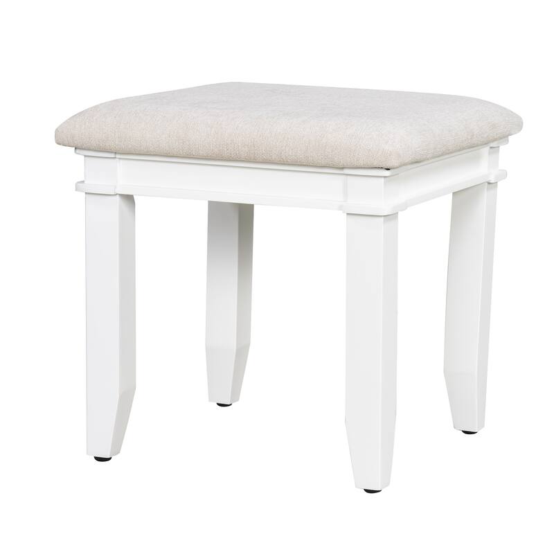 Vanity Desk with LED Lighted Mirror, Large Makeup Vanity Table, Dressing Table Set with 7 Drawers & Cushioned Stool