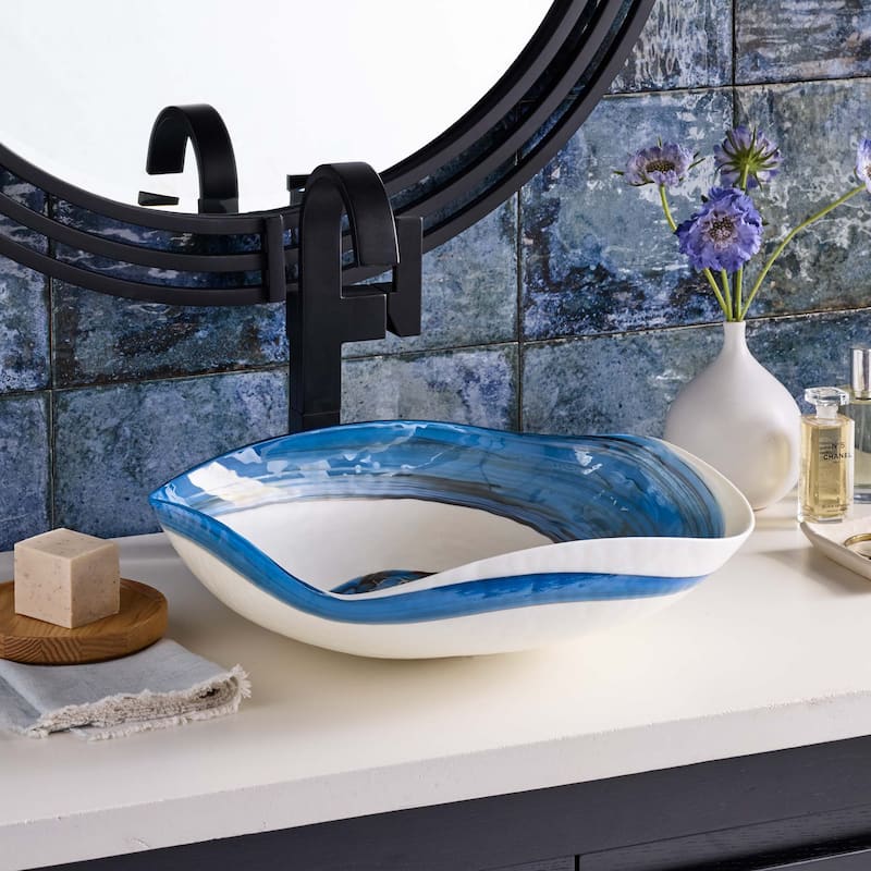Lido Handmade Murano Glass Bathroom Sink - 14.75x14.75x4 - Marina