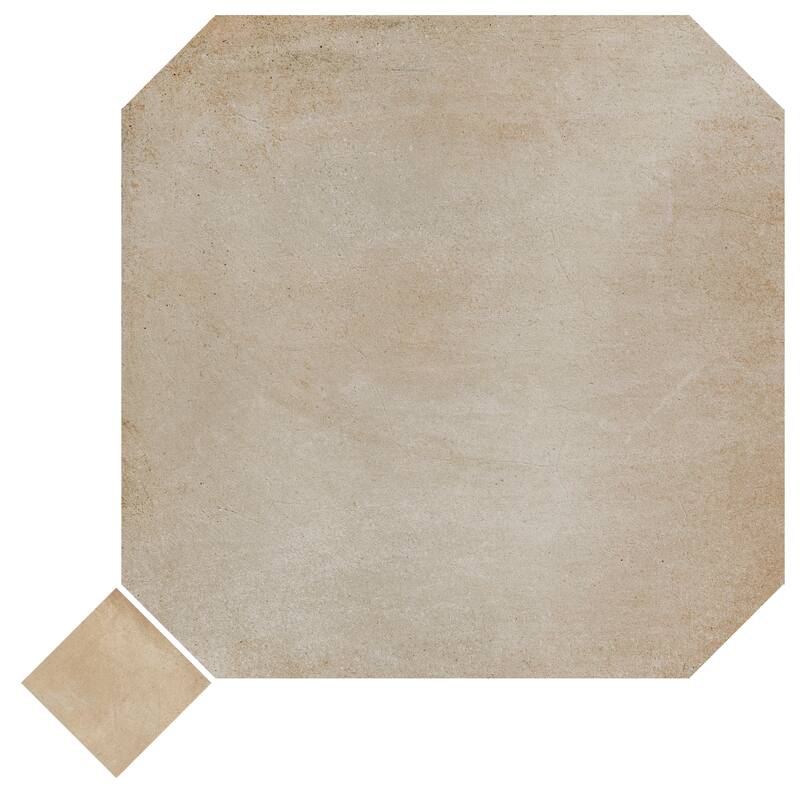 Merola Tile Laverton Octagon Arena with Taco Beige 7-7/8" x 7-7/8" Porcelain Floor and Wall Tile