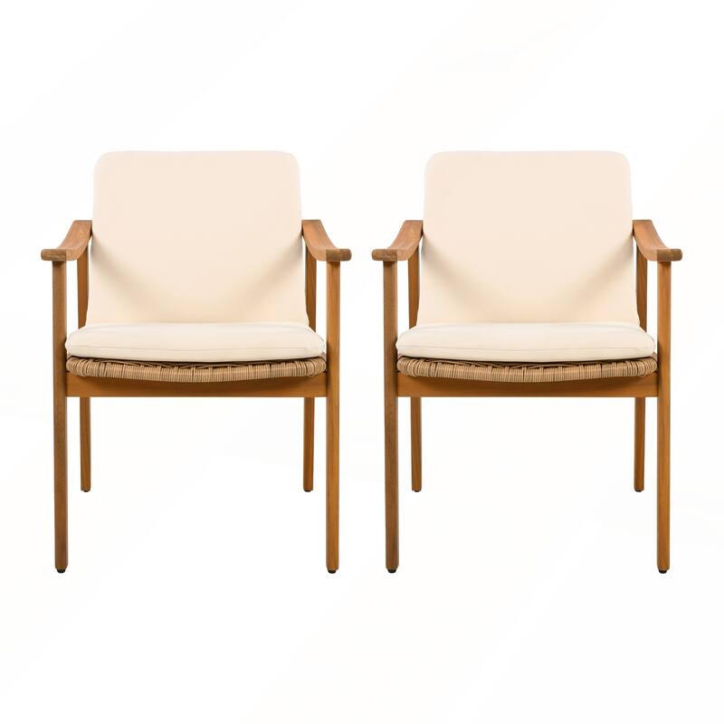 Outdoor Dining Chairs Set of 2 with Waterproof Cushion for Patios and Gardens