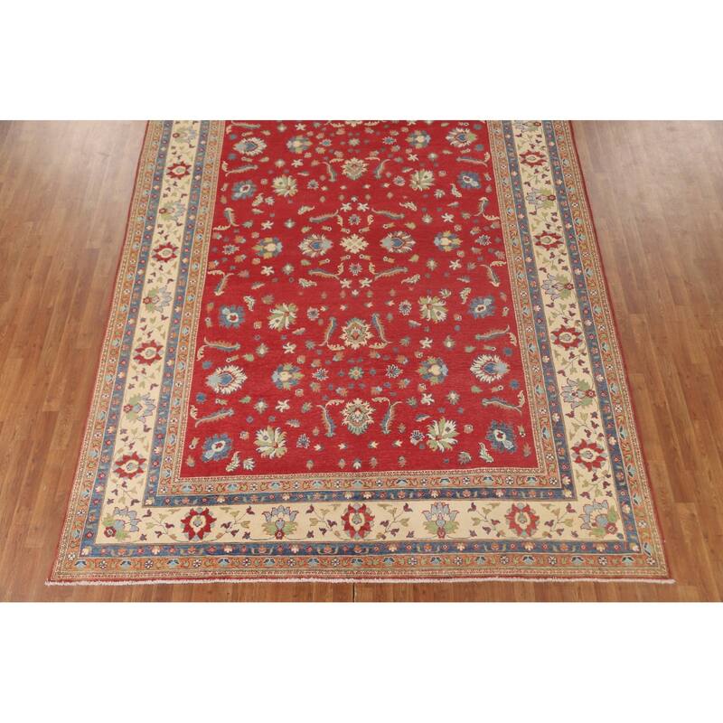 Red Kazak Oriental Area Rug Hand-Knotted Traditional Wool Carpet - 8'9"x 11'8"