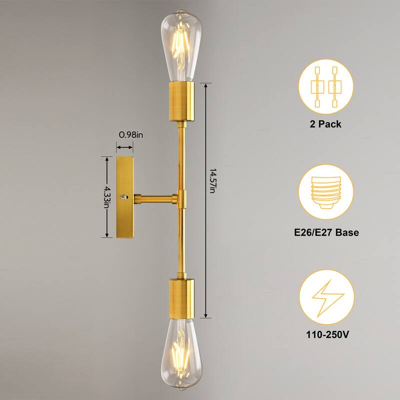 Starsky 2-Lights Modern Industrial Linear Bathroom Vanity Light Wall Sconce Set of 2 - N/A