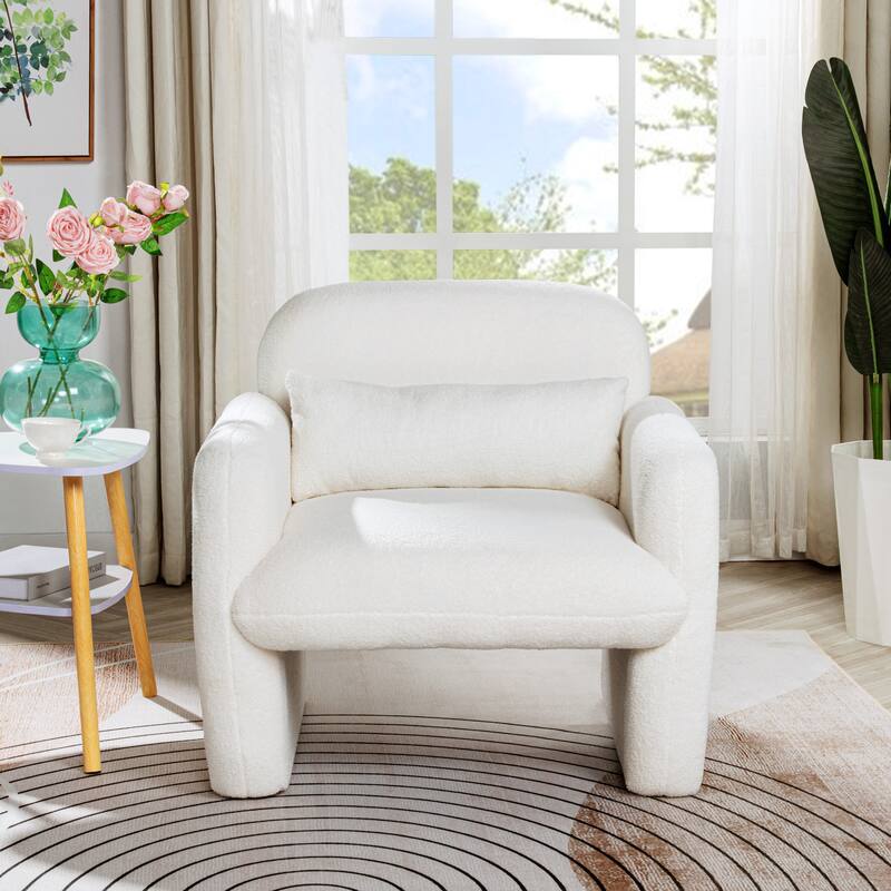 Teddy Fleece Single Sofa Chair with Arms & Pillow