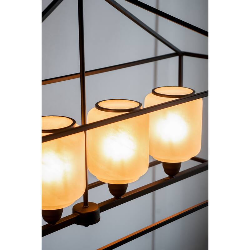 41.7x14.2x23.8" Iron Chandelier, Sleek Industrial Style Hanging Light Fixture, Bulb Not Included