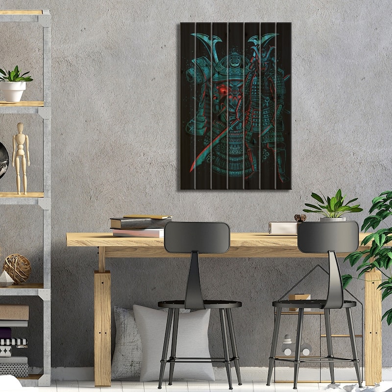 Legendary Samurai Warrior Print On Wood by Alberto Perez - Multi-Color