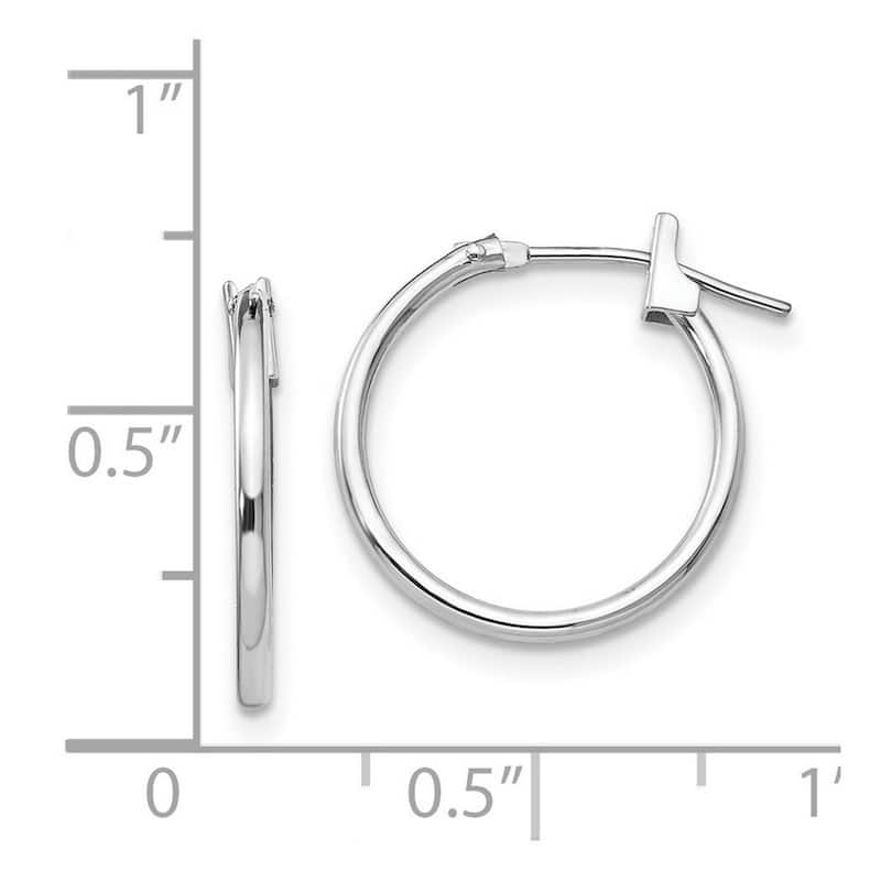Curata 14k White Gold Small Polished 1.25x15mm Hoop Earrings