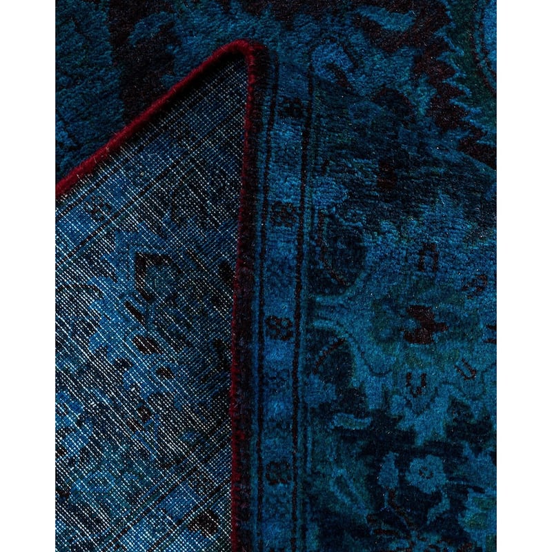 Overton Hand Knotted Wool Vintage Inspired Modern Contemporary Overdyed Blue Area Rug - 3' 1" x 5' 0"
