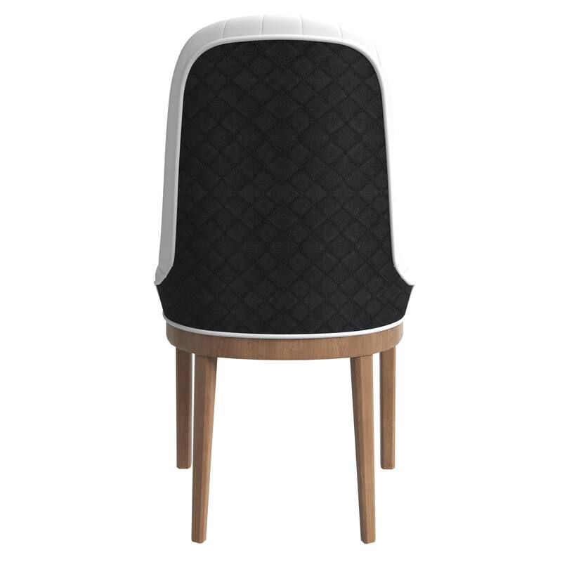 Leather Dining Chair with Rubberwood Legs Side Charis Sleek Diamond Stitching Back