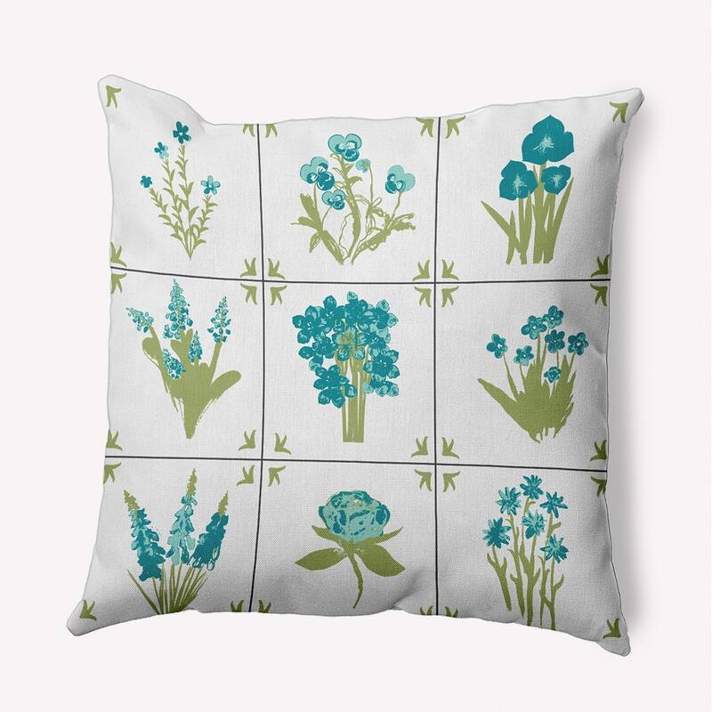 Framed Field Flowers Decorative Throw Pillow - 26" x 26" - Lake Blue