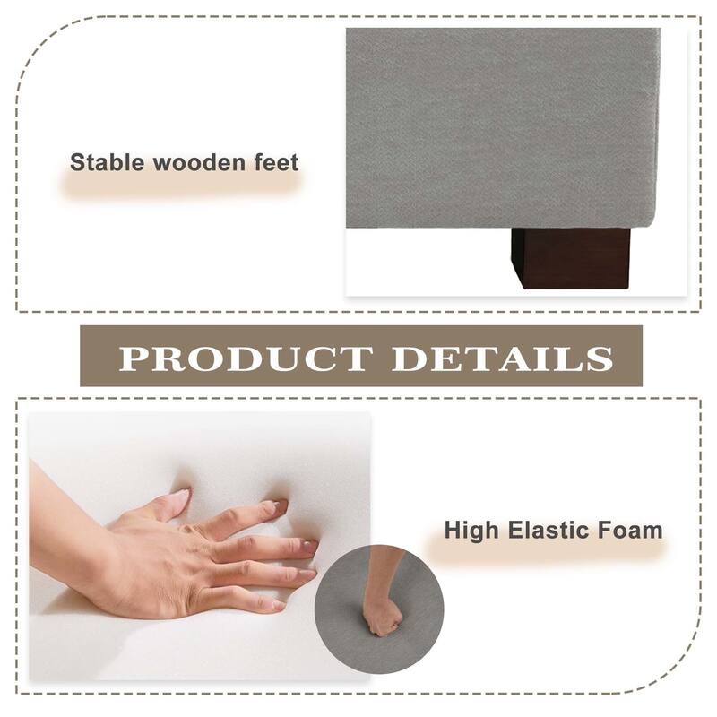 2 Set Modern 41" W Rectangle Chenille Ottoman