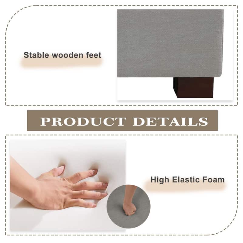 41" W Modern Chenille Corner Arm Accent Chair Sectional Module with Pillows