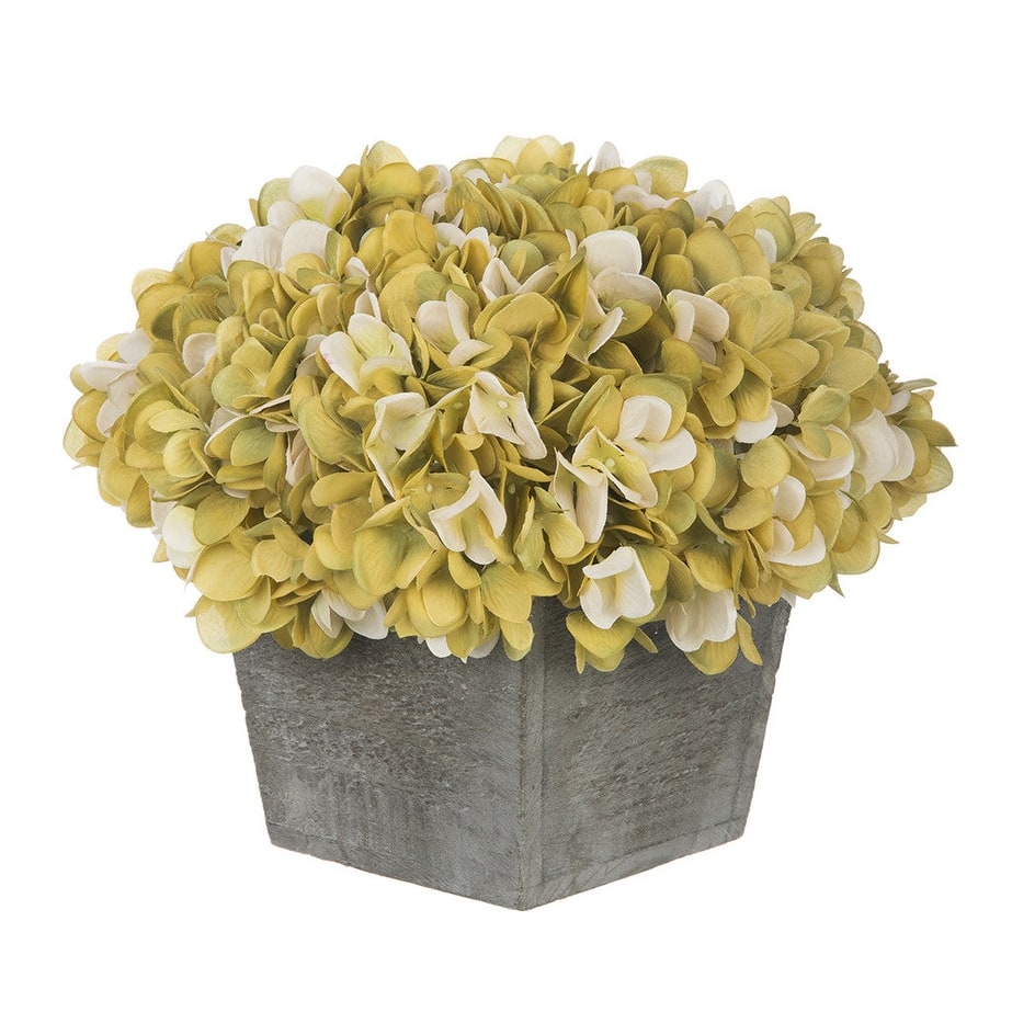 Faux Hydrangea in Grey Washed Wood Cube Planter