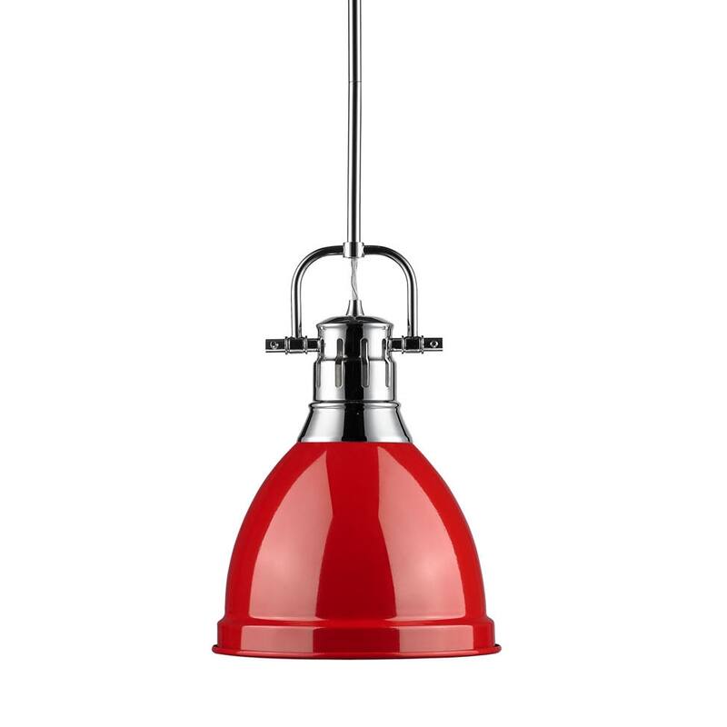 Golden Lighting Duncan Single Light 9" Wide Mini Pendant - Red