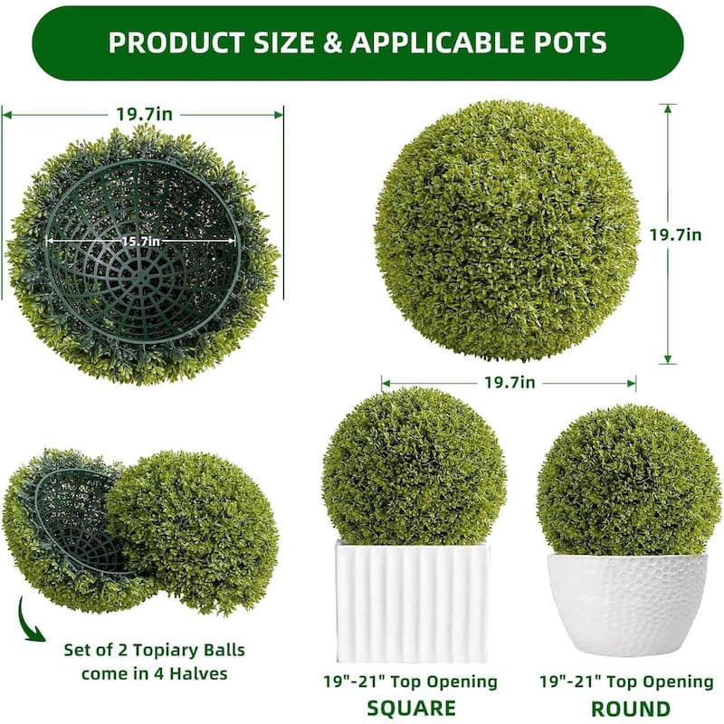 Decorative Artificial Plant Topiary Boxwood Balls for Home Decor, Wedding, Mi Zilan
