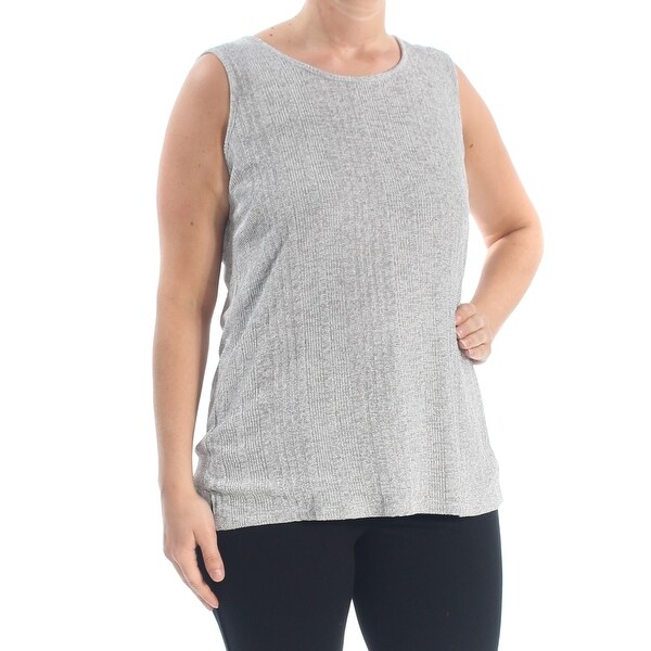 KASPER Womens Gray Sleeveless Blouse Top Size: L