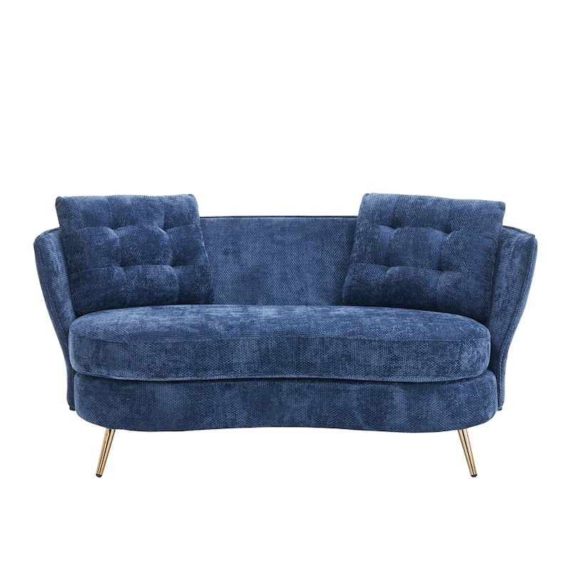 Upholstered Couch with Golden Metal Legs