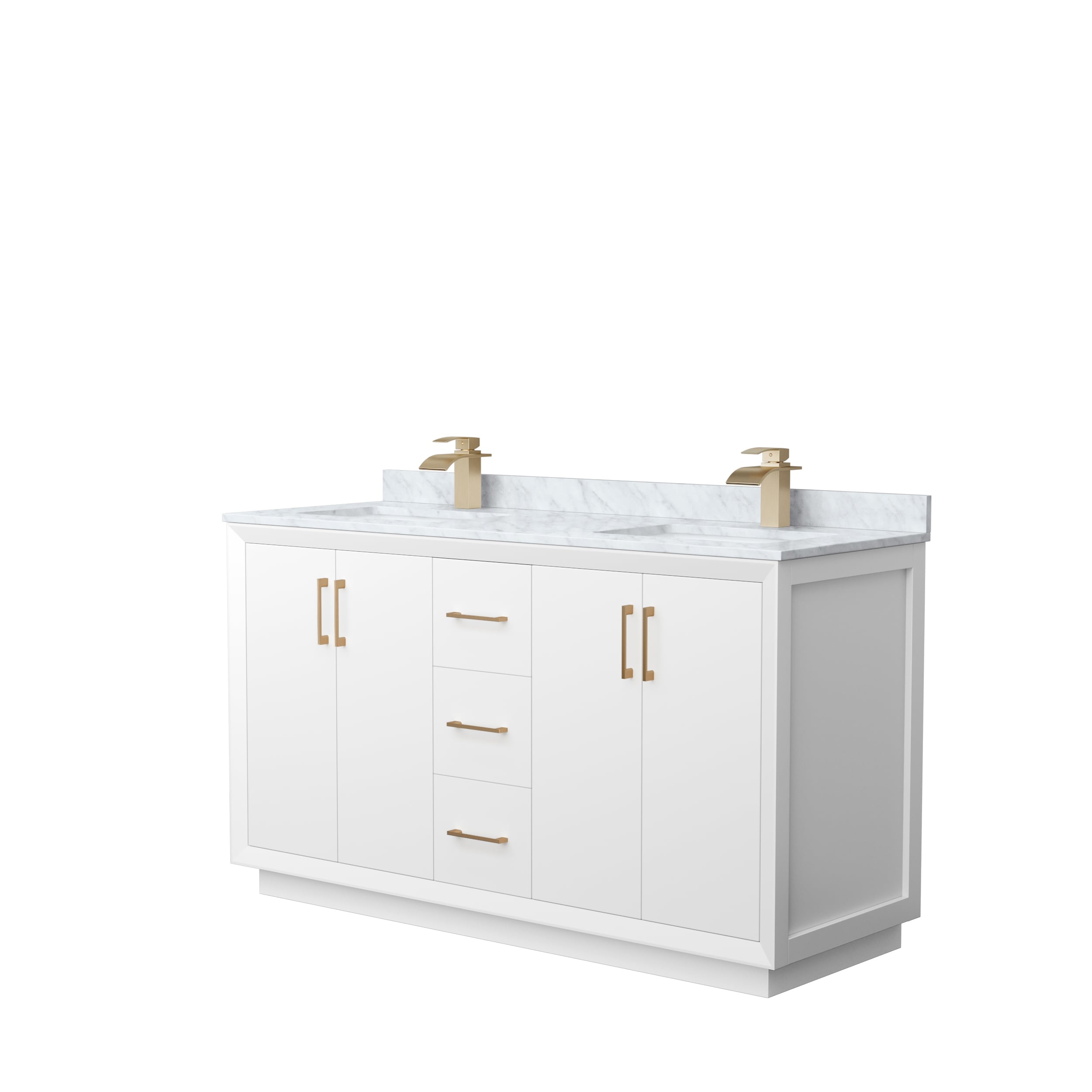 Strada 60-Inch Double Vanity Set, Carrara Marble Top