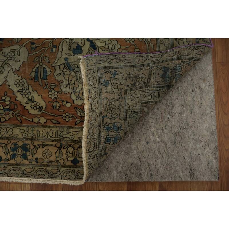 Hand Knotted Oriental 100% Wool Carpet Traditional Floral Beige & Ivories Kashan (Mohtasham) Area Rug - 16' 7'' X 12' 0''