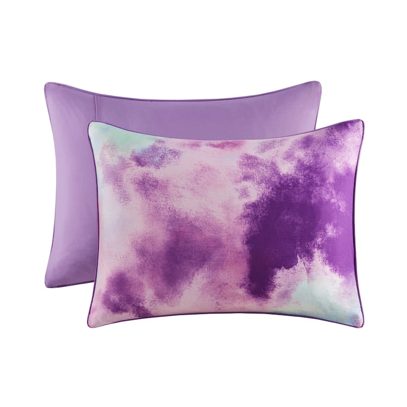 Intelligent Design Karissa Watercolor Tie Dye Printed Comforter Set with Throw Pillow