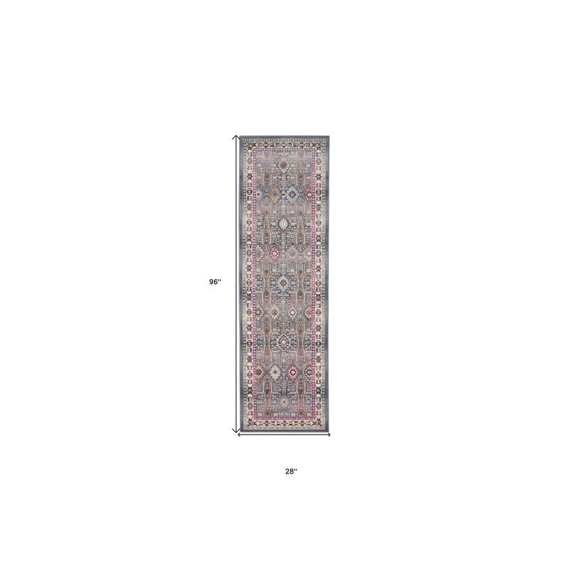 HomeRootsFloral Bohemian Runner Area Rug - 96' X '28' X '0.5