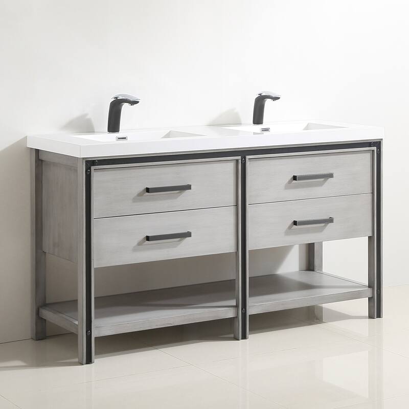 Thornton 60" Double Bathroom Vanity Set - Grey