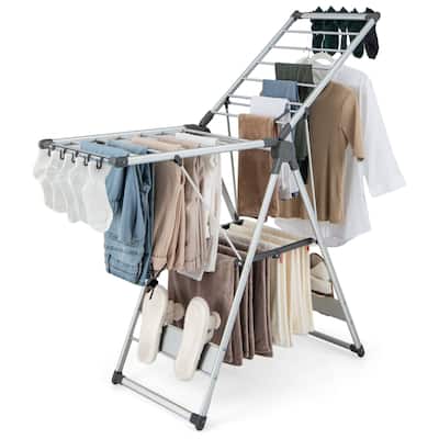 Costway 2-Layer Space-saving Aluminum Drying Rack Collapsible Clothes - See Details