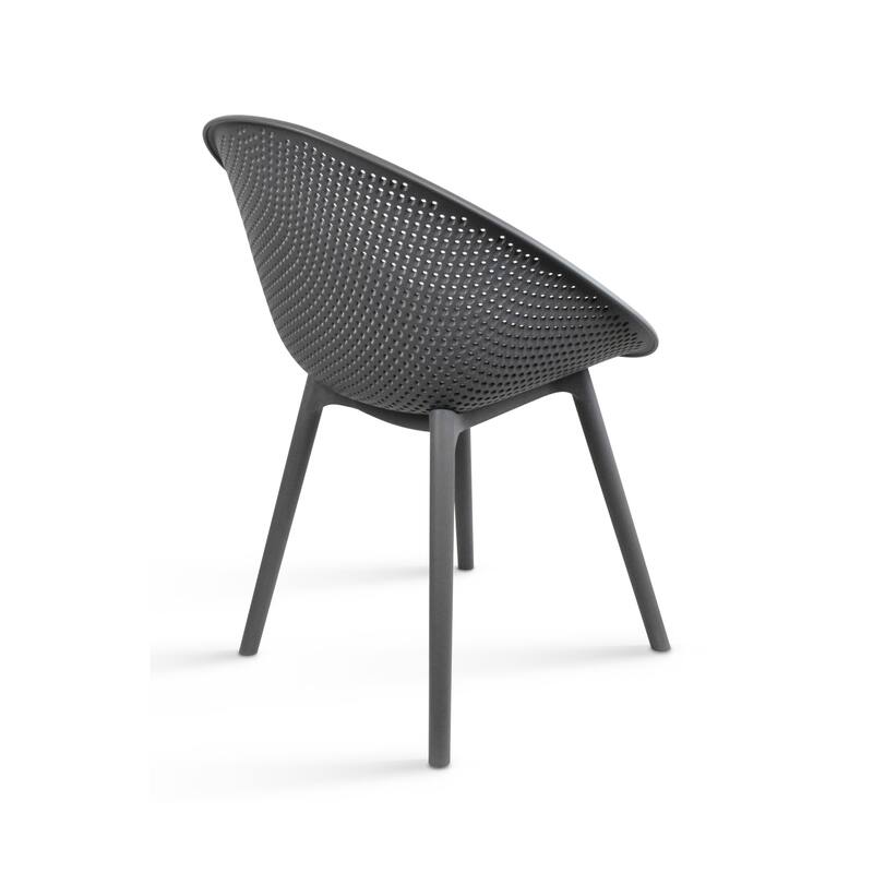 Modern Plastic Dining Chair Plastic Legs with Breathable Perforated Egg Shaped Seat for Indoor/Outdoor Use