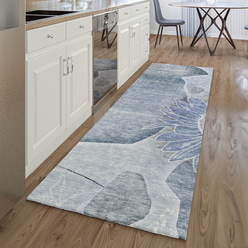 Premium Washable Super Soft Chic Floral Mayfield Rug - Blue - 2' 3" x 7' 6" - Runner
