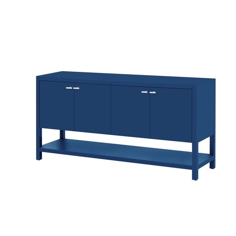 2-Tier Console Sofa Table Accent Table with 4 Doors and Open Storage Shelf Modern Hallway Tables for Living Room