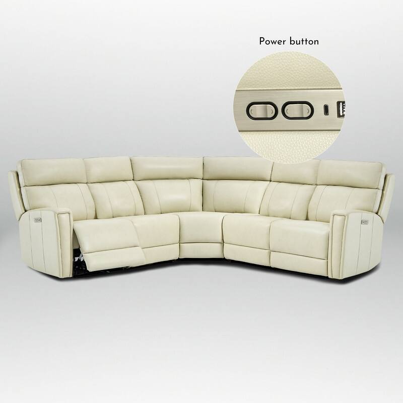 104" W 3-Color Genuine Leather Power Reclining sectional sofa With Zero Gravity, USB&USB-C Ports, 2 Stationary Armlesschairs