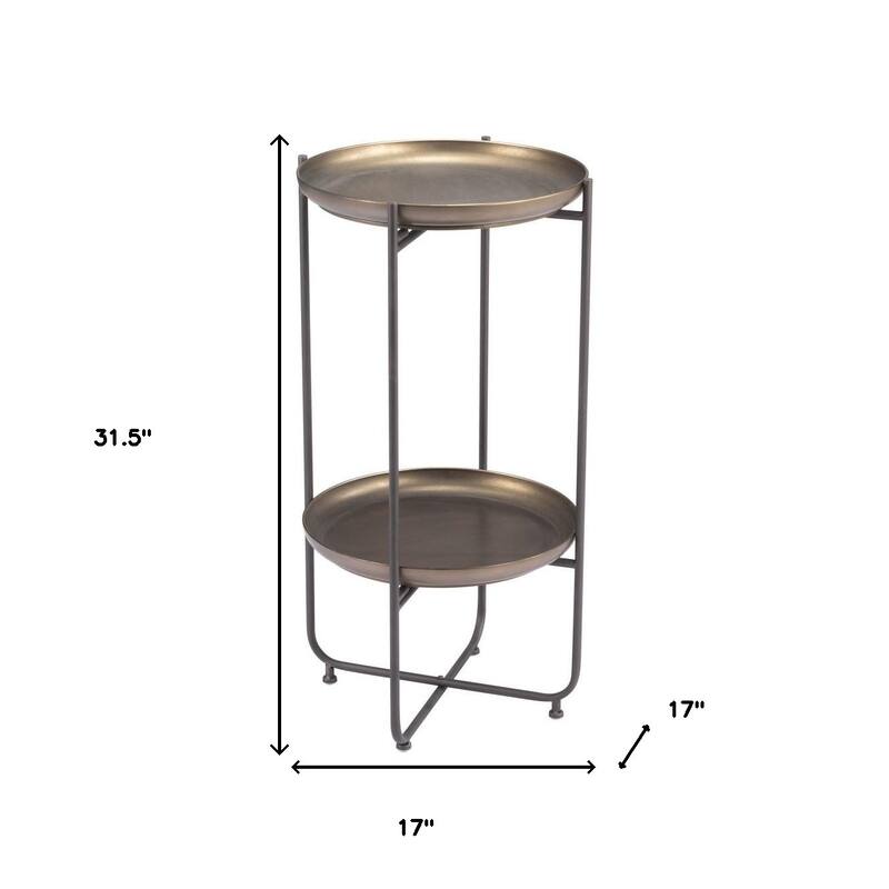 HomeRoots 32" Bronze Steel End Table