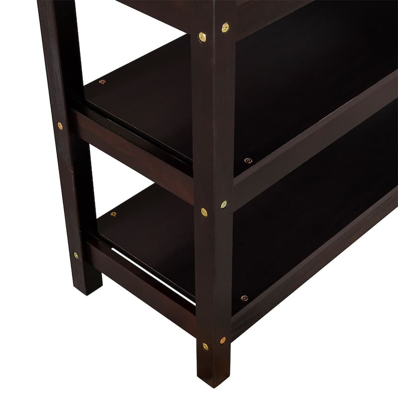 Merax Loft Bed with Storage Shelves and Under-bed Desk