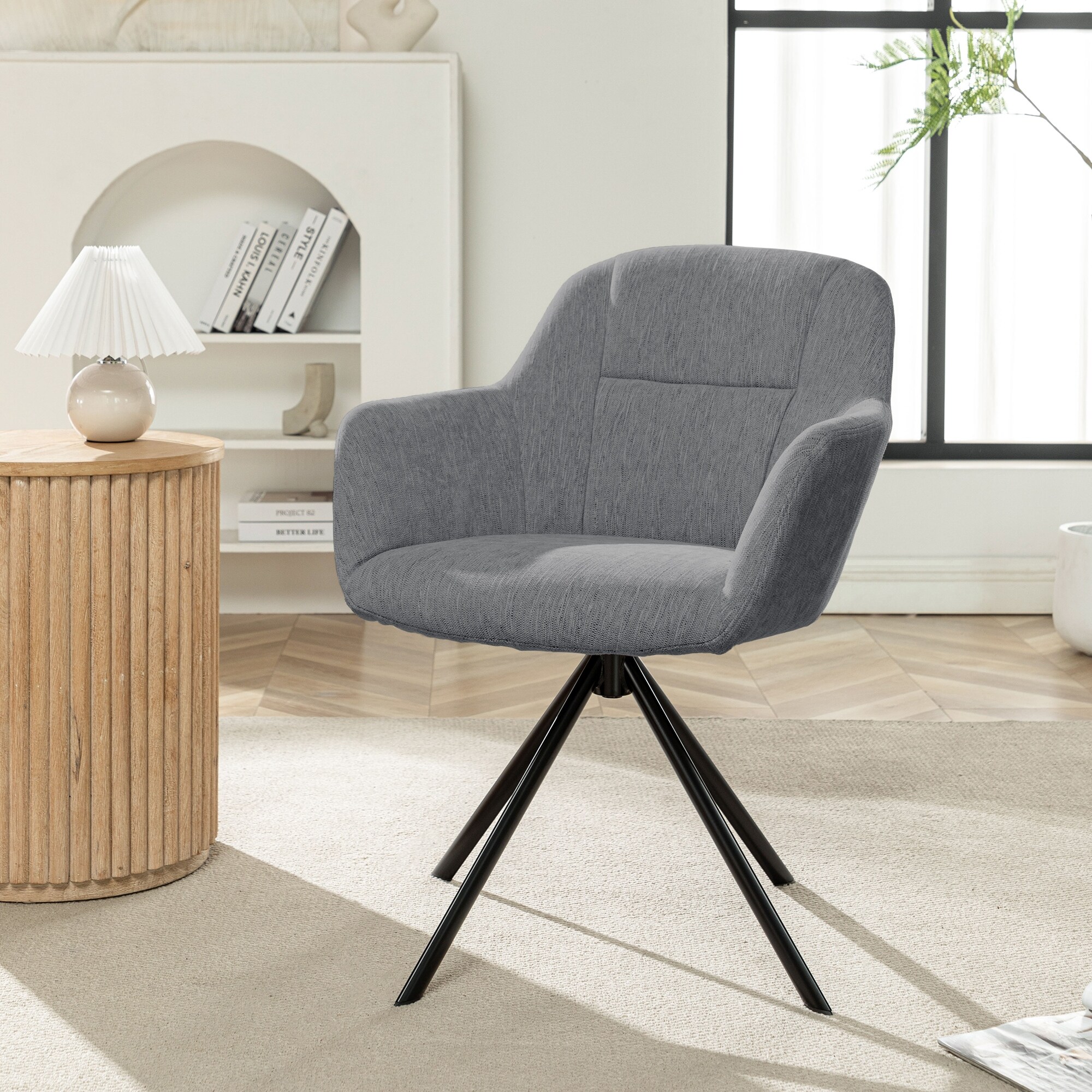 Porthos Home Sid Swivel Fabric Dining Chair with Steel Legs - Bed