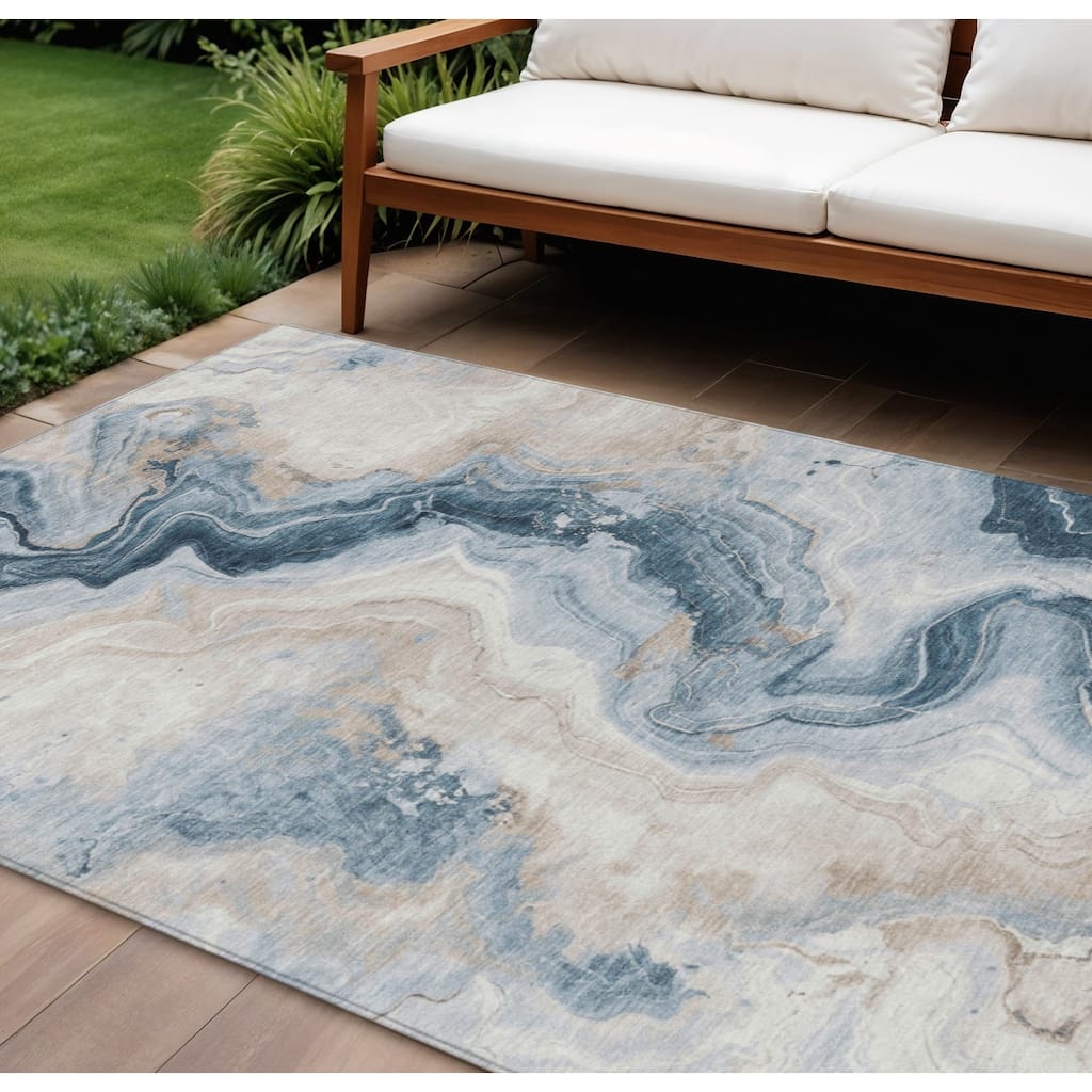 HomeRoots Abstract Transitional Rectangle Outdoor Rug