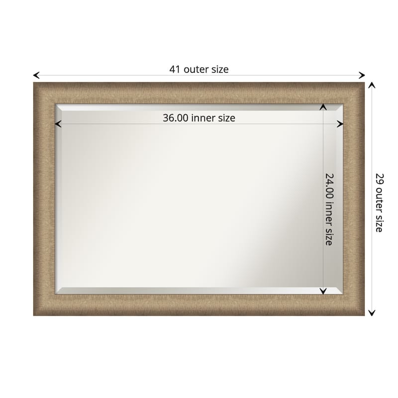 Beveled Bathroom Wall Mirror - Elegant Frame - Outer Size: 41 x 29 in - Elegant Brushed Bronze
