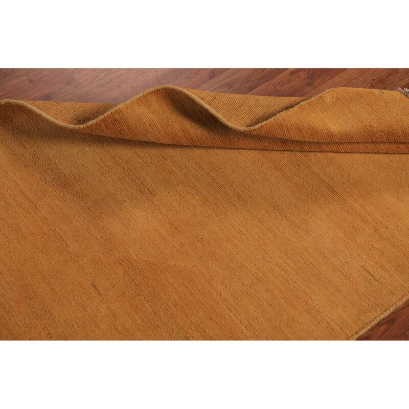 Yellow & Rust Gabbeh Oriental Rug Hand-Knotted Wool Carpet - 2'11" x 5'1"