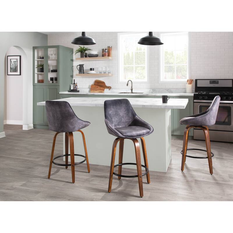 Carson Carrington Alba Velvet Counter Stool with Black Round Footrest (Set of 2)