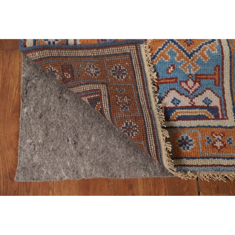 Geometric Kazak Runner Rug Hand-Knotted Wool Carpet - 2'6" x 7'10"