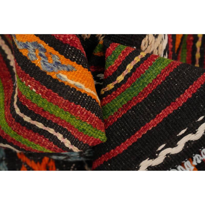 Hand Woven Oriental 100% Wool Carpet Southwestern Tribal Multi-Colored Kilim Area Rug - 9' 4'' X 6' 0''